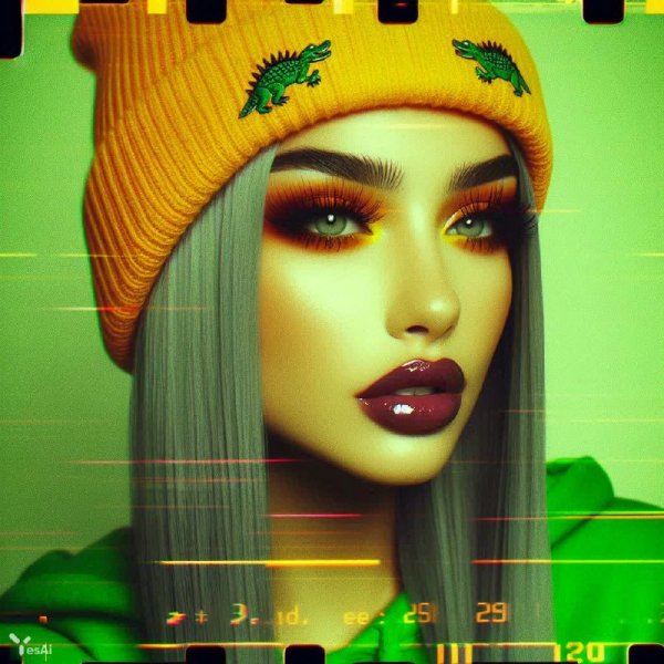 Глитч-эстетика: Яркая девушка в стиле гранж с неоновым акцентом. Генерация из нейросети Dalle 3