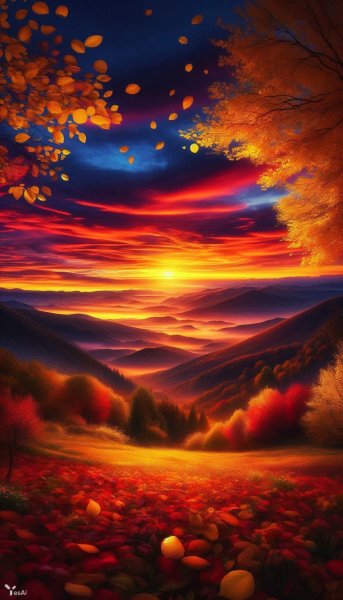 Осеннее настроение и танец заката. Картинка из нейронной сети Dalle 3