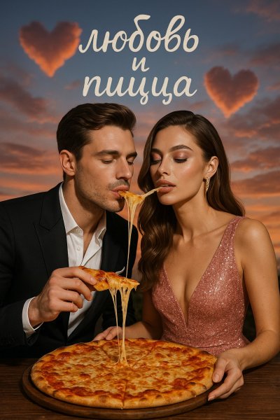 Романтика заката: пицца любви и стильные образы. Генерация из нейронной сети Sora Image