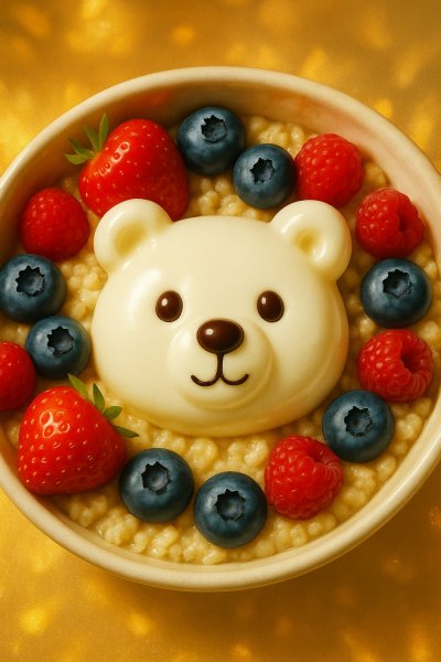 Забавная каша: утреннее настроение в ярком фокусе. Изображение из нейросети Sora Images