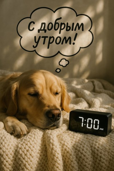 Утреннее спокойствие золотистого ретривера. Картинка из нейронной сети Sora