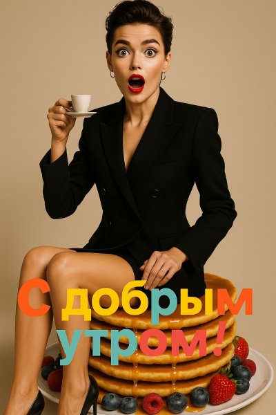 Белка с капучино и горой блинов — идеальное утреннее настроение!. Картинка из нейросети Sora Images