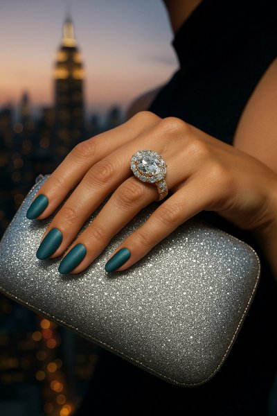 Роскошные украшения и вечерний город в сумерках. Картинка из нейронной сети Sora