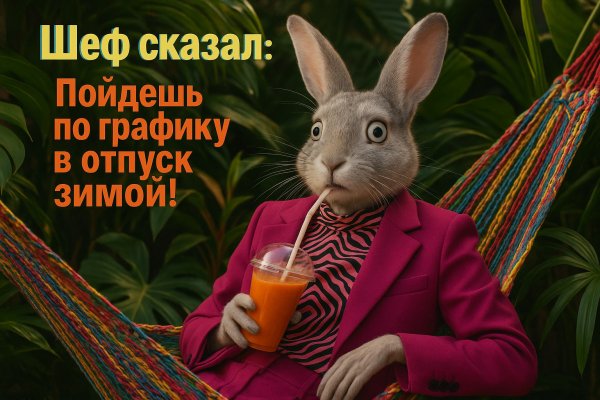 Запутанный кролик в гамаке с зимними планами и сочным морковным коктейлем среди тропиков. Картинка из нейросети Sora images Ai