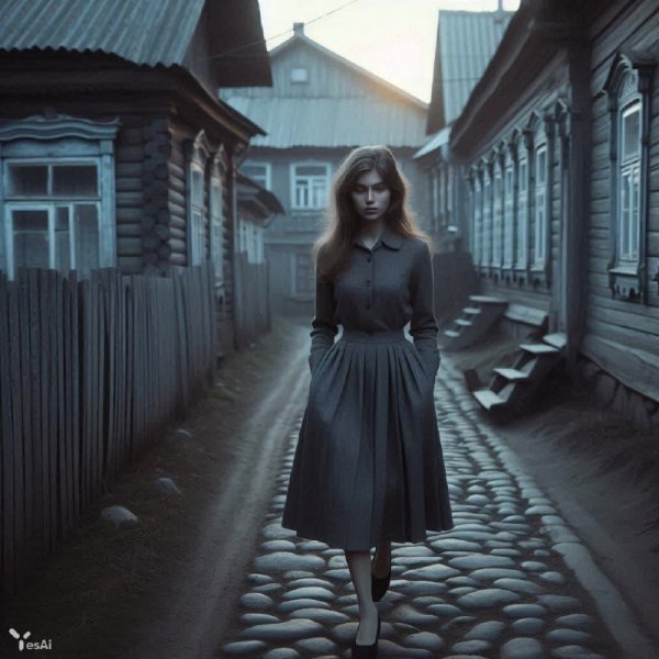 Сибирский вечер: молодость в серых тонах семидесятых годов. Нейронная сеть Далли 3