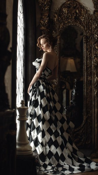 Изысканная элегантность: шахматная партия в роскошном интерьере. Генерация из нейросети Midjourney