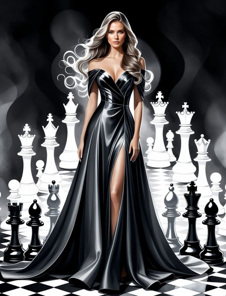 Слияние красоты и шахматной стратегии. Картинка из нейросети Stable Diffusion