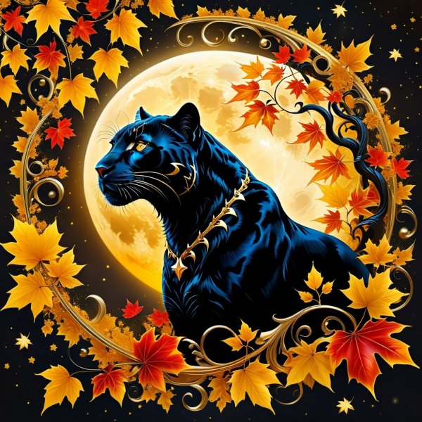 Осенняя сказка: чёрный панцир и золотой свет. Генерация из нейросети Stable Diffusion