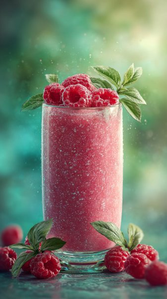 Яркий летний десерт с малиной и мятой. Изображение из нейросети Миджорни