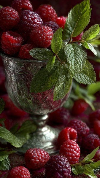 Яркий летний десерт: малиновый шейк с мятой в фотореалистичном стиле. Изображение из нейронной сети Миджорни