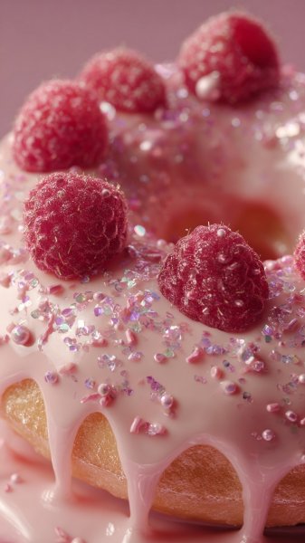 Розовый пончик: взрыв цвета и деликатесный реализм в деталях. Картинка из нейронной сети Midjourney