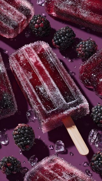 Черничные фруктовые льды: фотореалистичный десерт с сочной текстурой. Изображение из нейросети Миджорни