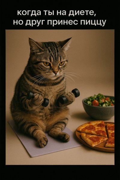 Котик на йоге и запретная пицца. Генерация из нейросети Sora