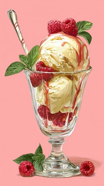 Летнее наслаждение клубничным десертом в акварели. Изображение из нейронной сети Midjourney