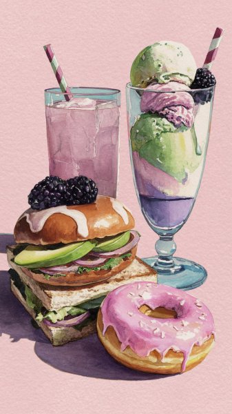 Сладкие угощения и пастельные краски: иллюстрации в акварели. Нейронная сеть Midjourney