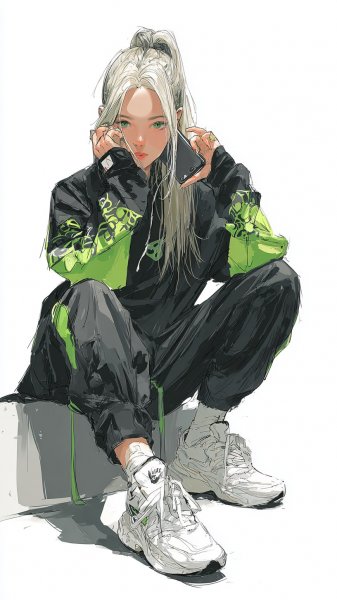 Яркий образ: мода, неоновый стиль и дерзкий взгляд в будущее. Картинка из нейронной сети Midjourney