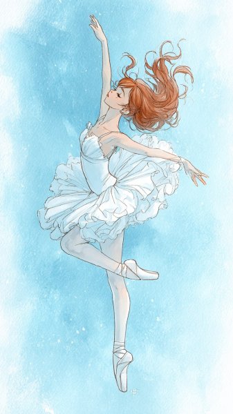 Балерина в прыжке: нежная акварель и грация. Картинка из нейронной сети Midjourney