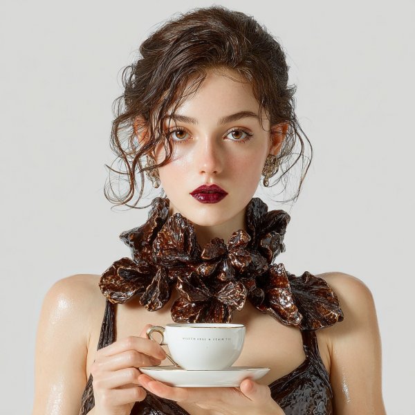 Изысканная красота: кофейная феерия в шоколаде и фарфоре. Нейросеть Midjourney