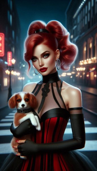 Ночная красавица: портрет вампирши в стиле ретро и бурлеска. Картинка из нейронной сети Dalle 3