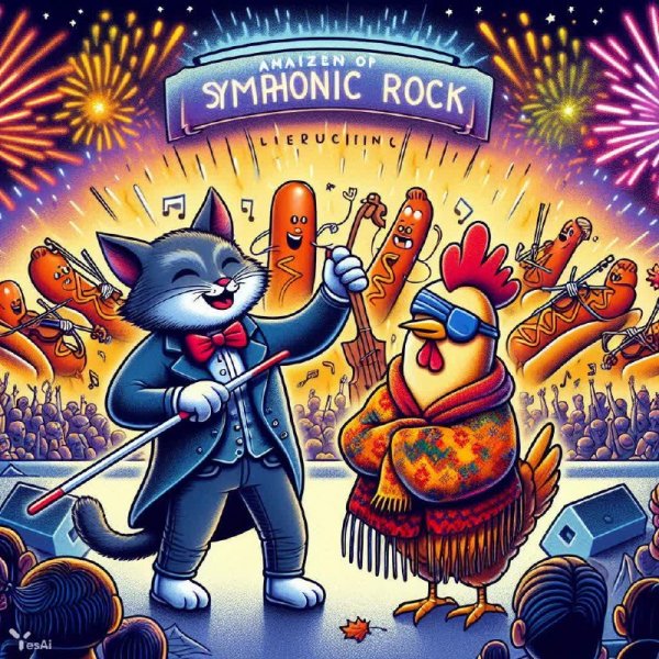 Симфонический рок, металл и кошачья доброта под осенним фейерверком. Изображение из нейросети Dalle