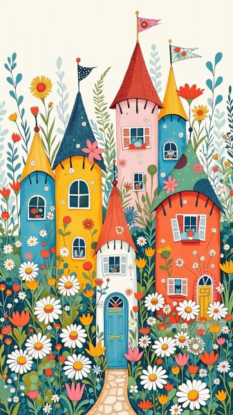 Сказочный домик в поле цветов: ожившая иллюстрация. Генерация из нейронной сети Flux