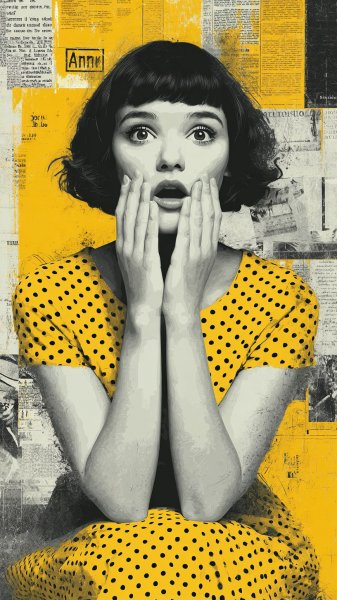 Загадочный взгляд в черно-желтом минимализме. Картинка из нейросети Midjourney