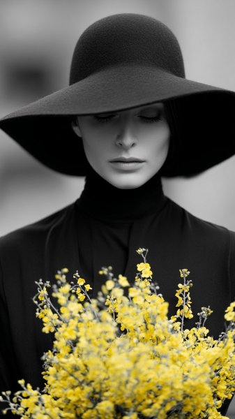 Монохромный портрет с ярким акцентом. Нейросеть Миджорни