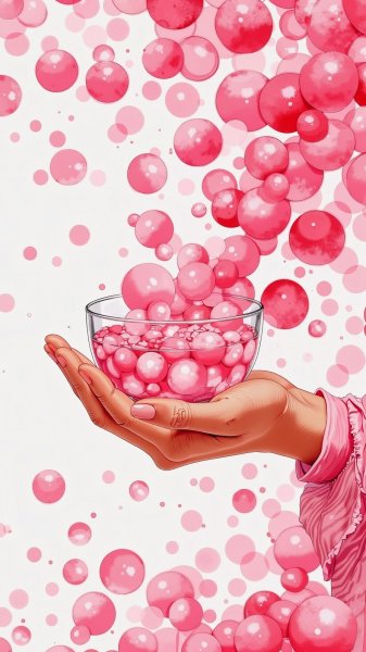 Розовые сферы и смелый стиль: свежесть в каждой детали образа. Генерация из нейросети Flux.1