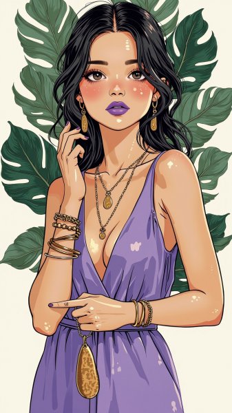 Элегантность и блеск: украшения с фиолетовым акцентом. Нейросеть Flux.1