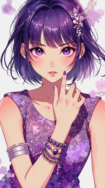 Загадочная красотка с фиолетовыми глазами и аметистом. Нейронная сеть Flux Ai