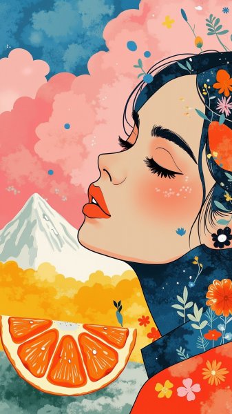 Горы и размышления: яркий пейзаж в цифровом стиле. Картинка из нейронной сети Flux