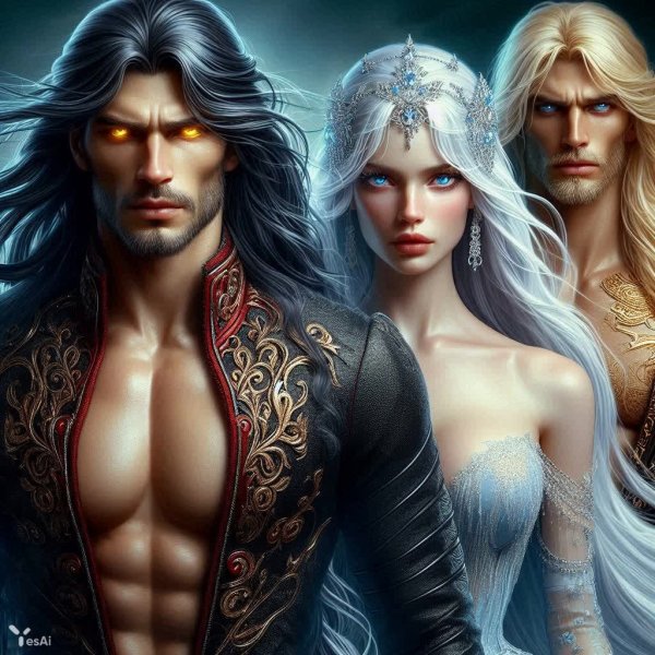 Встреча трех судьбоносных героев в огненной пустыне. Картинка из нейросети Dalle