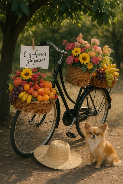 Утро с велосипедом и летним настроением. Генерация из нейронной сети Sora images Ai