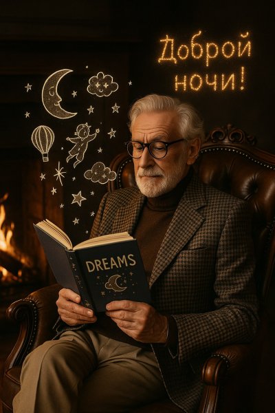 Старинное кресло и волшебные сновидения пожилого джентльмена. Генерация из нейронной сети Sora Ai Images