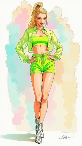 Яркий образ: неоновое настроение и уверенность в деталях. Изображение из нейросети Flux.1