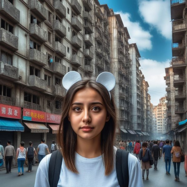 Одиночество в каменных джунглях: трагедия маленькой девушки среди лжи и страха. Картинка из нейронной сети Stable Diffusion