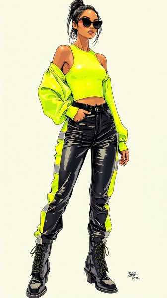 Яркий образ модели в неоновом стиле. Генерация из нейронной сети Flux.1