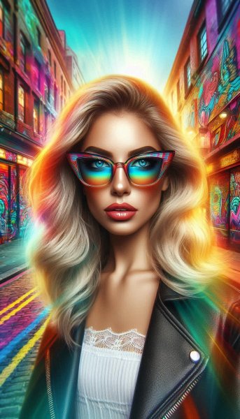 Яркая уличная мода: креативный образ современной девушки. Изображение из нейросети Dalle 3