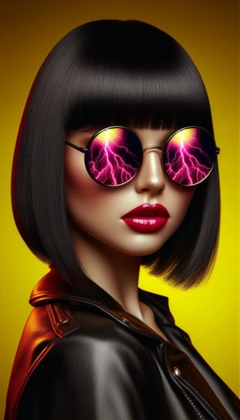 Яркая девушка в стиле будущего с дерзким настроением. Нейронная сеть Dalle