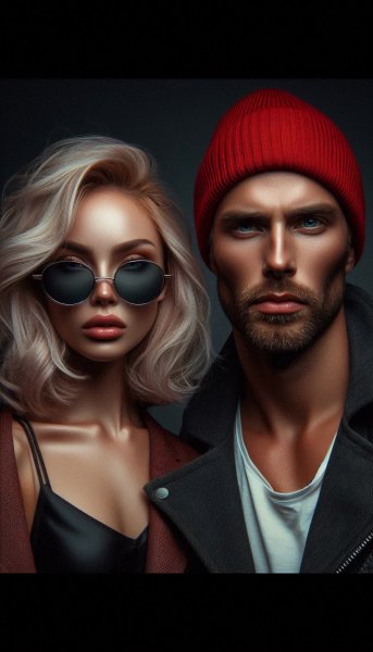Интенсивный дуэт: фотопортрет пары в стиле музыки. Картинка из нейронной сети Dalle