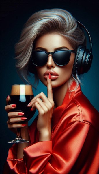 Блондинка с пивом: тихий момент под музыку. Генерация из нейронной сети Dalle