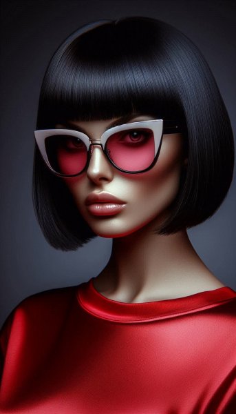 Стильный портрет: женщина в красном и солнцезащитных очках. Генерация из нейронной сети Dalle-3