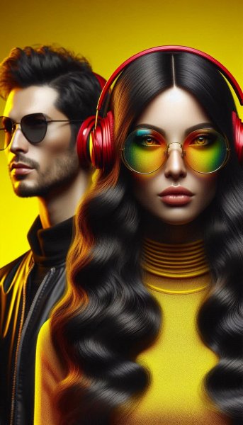 Яркий дуэт: футуристический стиль в музыкальной фотографии. Нейронная сеть Dalle-3