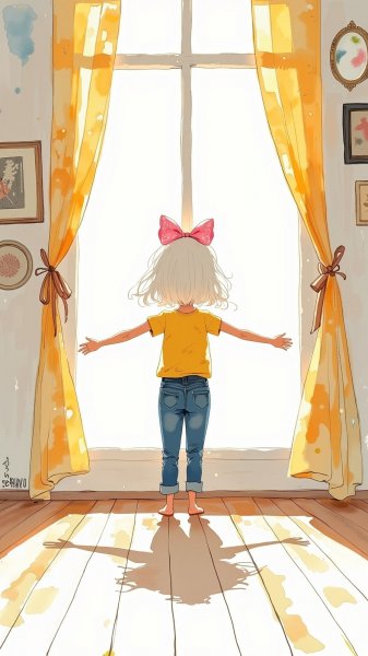 Девушка в солнечном свете, воплощение нежности и простоты. Изображение из нейросети Flux