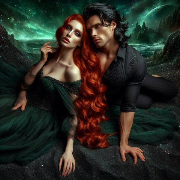 Пламенные объятия на лунной арене. Изображение из нейросети Dalle 3