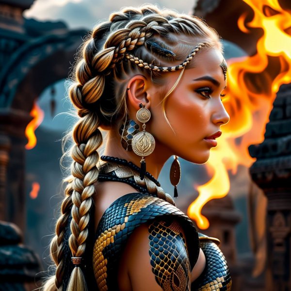 Загадочная девушка в образе древней воительницы. Нейросеть Stable Diffusion