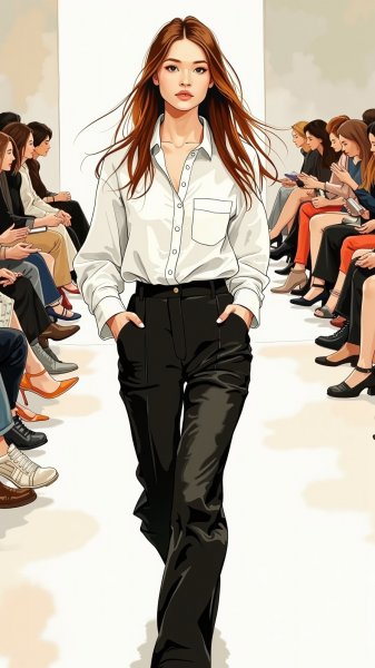 Элегантность и простота: образ модели на подиуме. Генерация из нейронной сети Flux