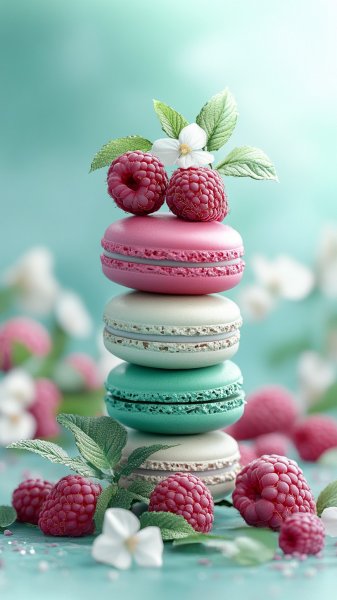 Яркие ягоды и макаруны: летнее наслаждение в деталях. Картинка из нейронной сети Миджорни