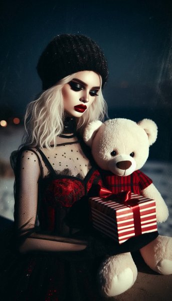 Таинственная встреча на темном пляже под лунным светом. Картинка из нейросети Dalle 3