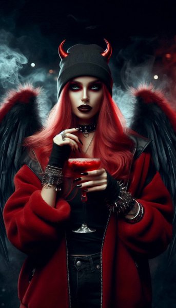 Вампирша в городе: ночная охота и огненный коктейль. Генерация из нейронной сети Dalle